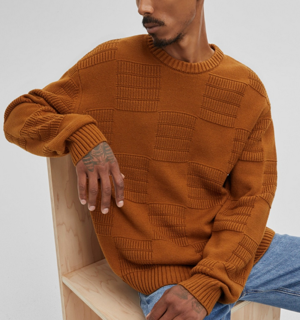 Mode of One Men's Long-Sleeve Relaxed-Fit Sweater French Vicuna Size L